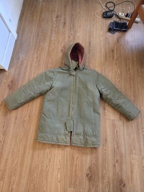 Vintage Woolrich Parka Made in Canada - Heavy Canvas Pile Lined - Green - Large